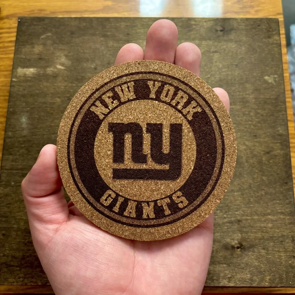 New York Giants Laser Engraved Cork Coaster